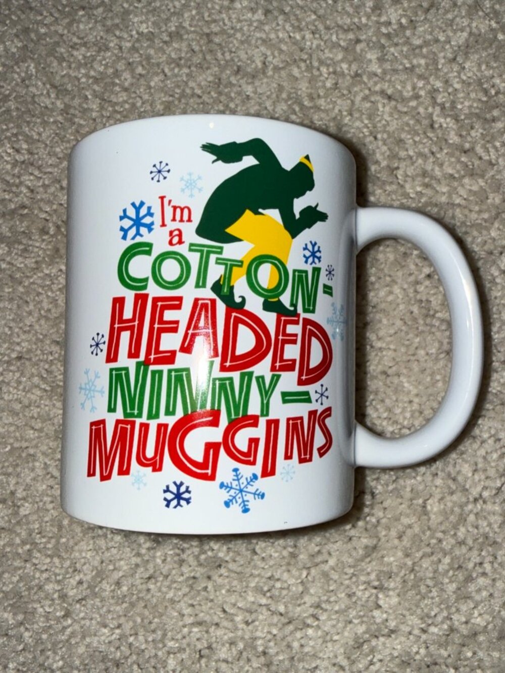 ELF Christmas Movie Coffee Cup Mug "I'm a Cotton Headed Ninny-Muggins" 20 oz NEW